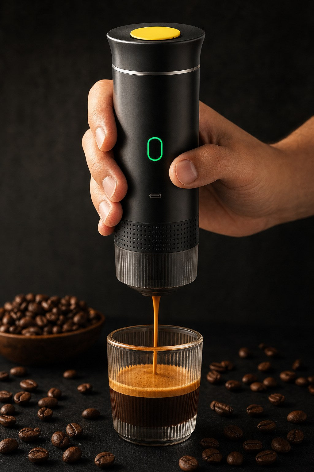 CaféGo preparando un espresso con crema